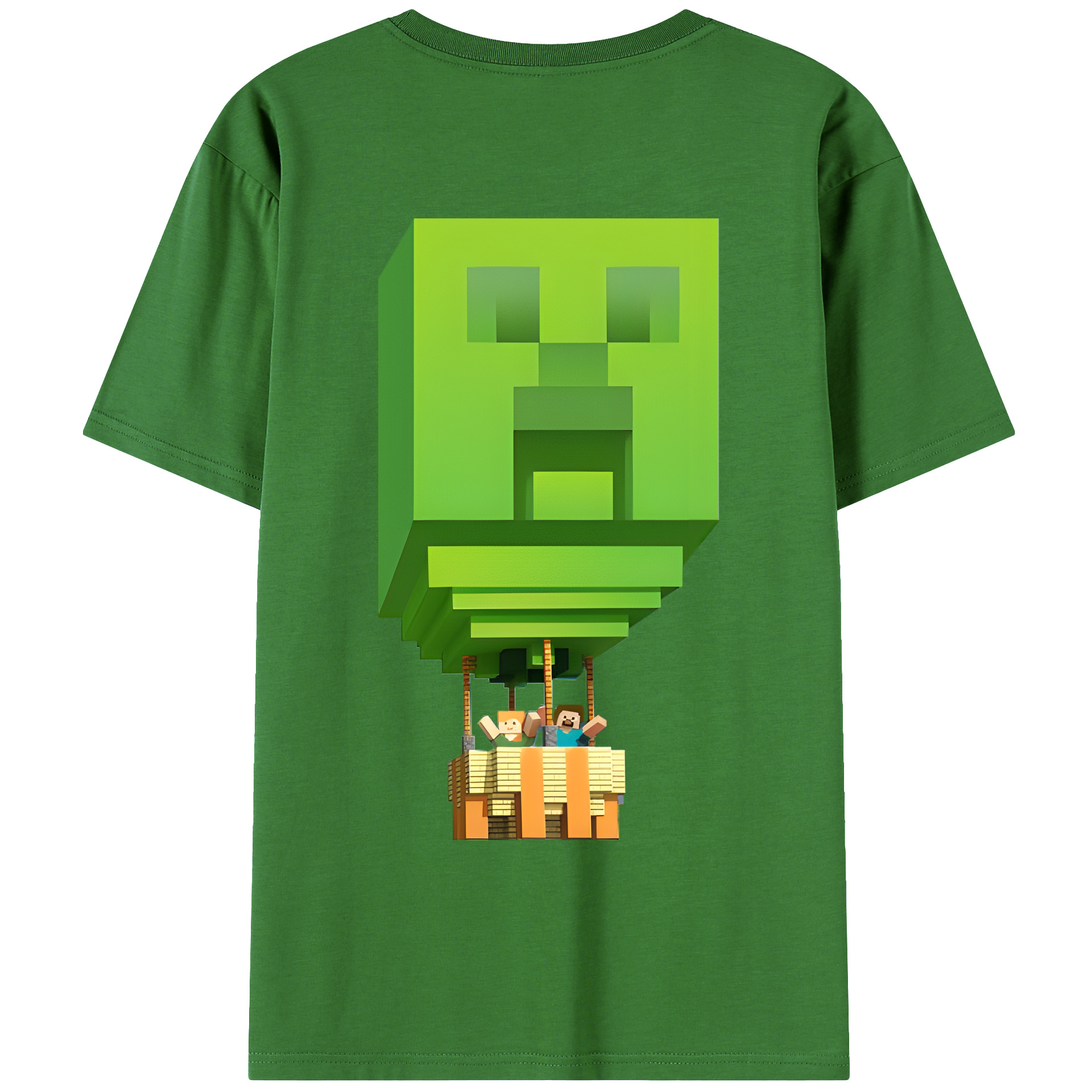 （画像用） マインクラフト ブロックの世界 Minecraft MC Block world レディース半袖Tシャツ(バックプリント)
